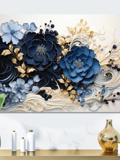 Abstract Spiral Aluminum Wall Art, Gold And Blue, Multiple Sizes