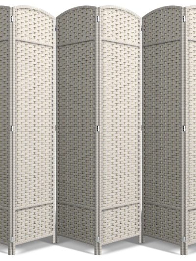 6-Panel Room Divider Privacy Screen With Hand-Woven Mesh Panels - 6 Ft Tall