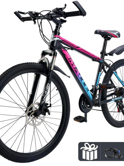 ARTUDATECH 24/26/27.5 Inch Mountain Bike, 24 Speeds, V/Disc Brakes, High-Carbon Steel Frame - Trailblazer