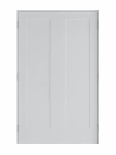 60 in x 80 in Bi-Parting Solid Core White Primed Composite Double Prehung French Door With Catch Ball Bronze Hinges