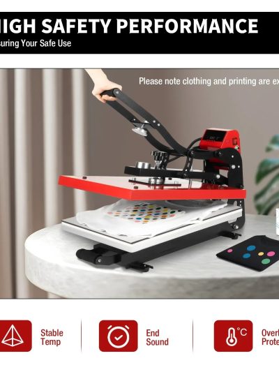 16 in x 20 in Clamshell Semi-Auto Open Heat Press Machine With Slide-Out Function