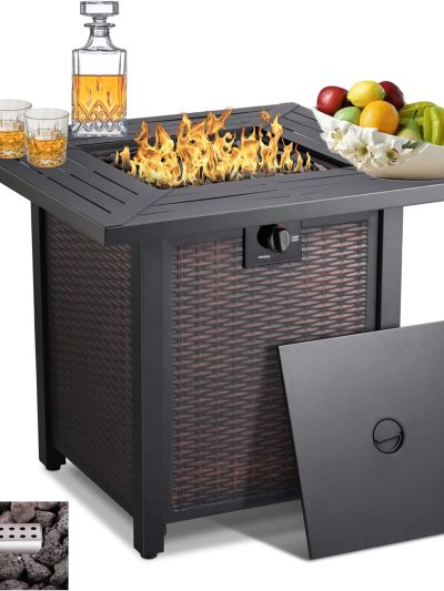 28-inch 50,000-watt Automatic Ignition Gas Fire Pit Table With 6.6-pound Stone Shelf - CSA-Certified