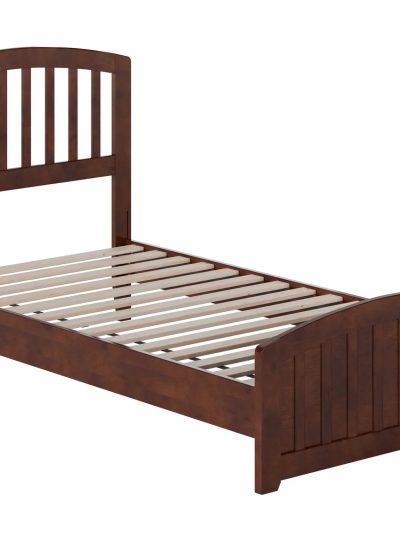 AFI Quincy Twin Solid Wood Low Profile Platform Bed With Matching Footboard, Walnut