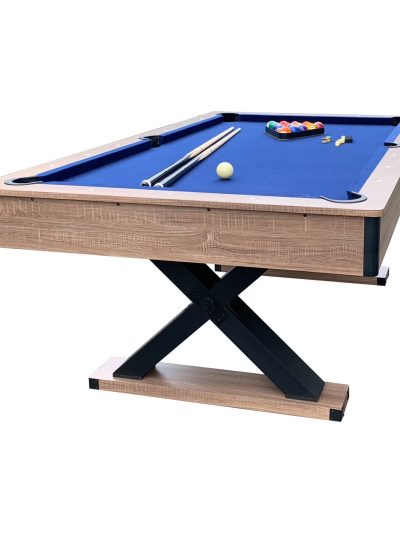 Bluewave Pool Table 7-Ft, Driftwood Melamine, Dark Blue Wool Felt - Excalibur