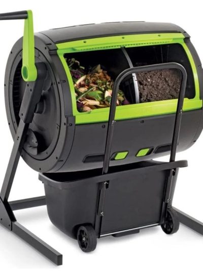 65-Gallon Compost Tumbler And Cart Combo - Black