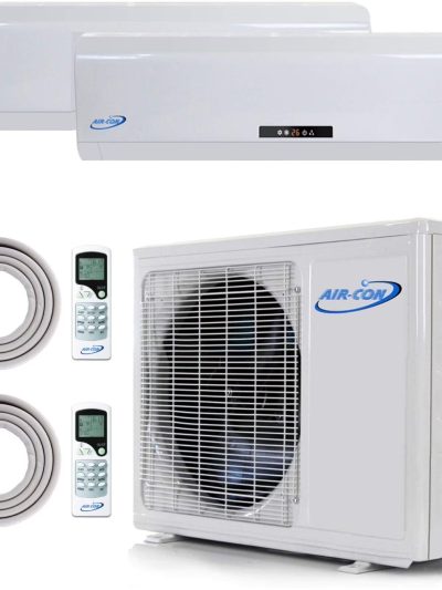 2 Zone Ductless Mini Split Air Conditioner, 9000/12000 BTU, 21 SEER