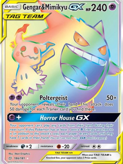 Pokémon Gengar & Mimikyu GX 186/181 Secret Rare Holofoil - Team Up