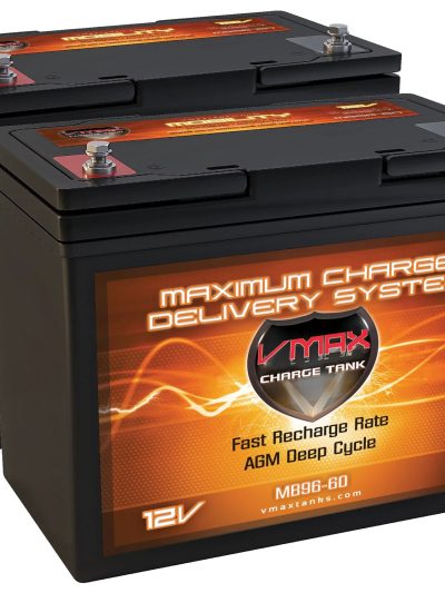 AGM Group 22 Deep Cycle Wheelchair Battery, 12V 60Ah, 2 Pack - VMAXMB96