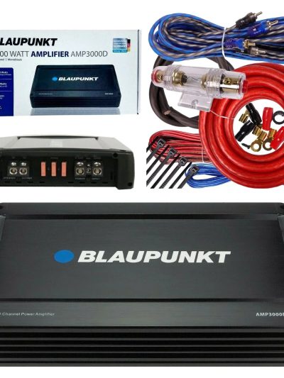 Blaupunkt Monoblock Class D Car Audio Amplifier With 4 Ga Amp Kit - AMP3000D