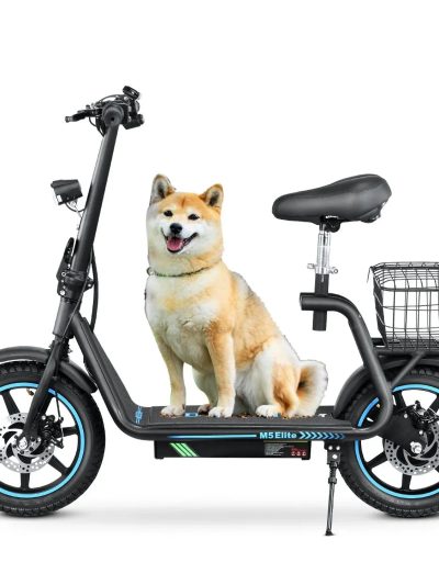 BOGIST Electric Scooter With Seat, 500W Motor, 25mph, 45km Range, 48V 13Ah, Blue - M5 Elite