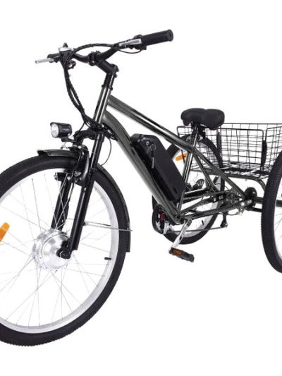 26 Inch Adult 3 Wheel Electric Tricycle With Basket, Fat Tires, 7 Speeds, 350W Motor, 36V 10Ah Battery - BICYCLE