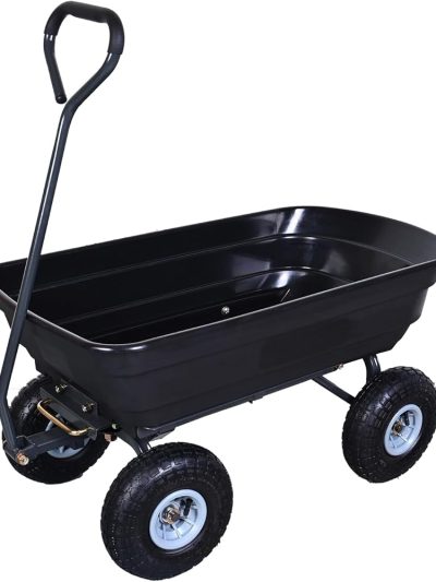 AAIN Heavy Duty Garden Dump Cart, 4 Cu. Ft., 600 lb Capacity, Black