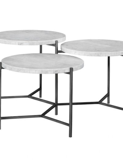 Bailey Street Home 38 inch Tiered Coffee Table, White Venetian Marble/Gunmetal Finish - 208-Bel-3826004