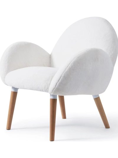 Beech Frame Upholstered Armchair With Polypropylene/Olefin Upholstery - White