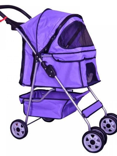 BestPet Cat Carrier Stroller, 4 Wheels, Purple