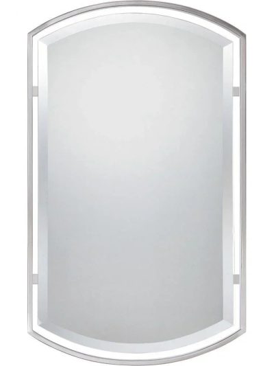Bailey Street Symmetrical Arches Wall Mirror With Beveled Edge, Floating Frame, 21 Inches W X 35 Inches H - Brushed Nickel Finish