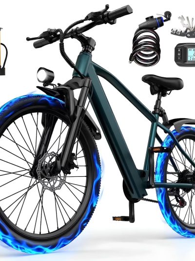 26 in Adult Electric Bike, 400W Motor, 25 MPH Top Speed, 40 Miles Range