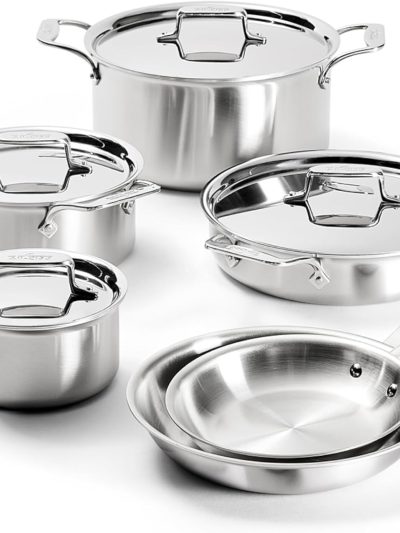 All-Clad Stainless Steel 10 Piece Cookware Set, Made In USA - D5