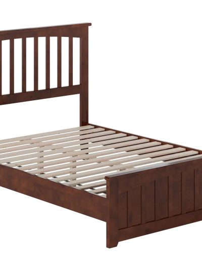 AFI Becket Full Solid Wood Low Profile Platform Bed With Matching Footboard, Walnut