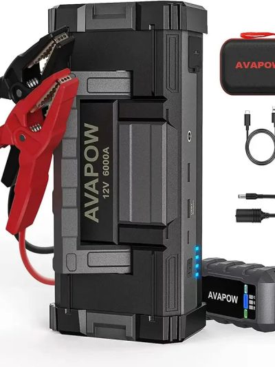 AVAPOW Car Battery Jump Starter 6000A 12V With Dual USB Quick Charge And DC Output - A68