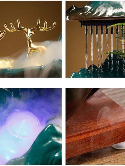 Backflow Incense Holder With LED Lamp And Circulating Water Fountain