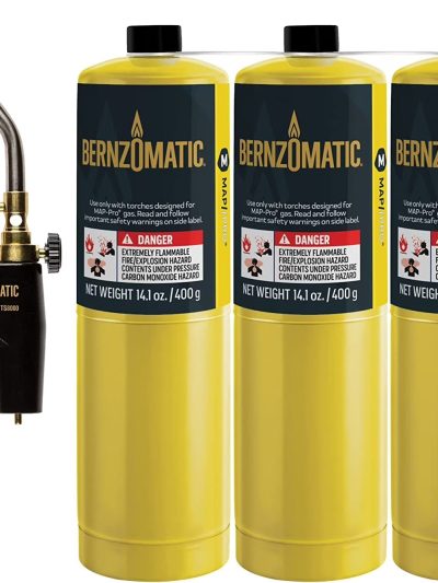 Bernzomatic MAP-Pro Gas Cylinders 14.1 oz 3-Pack With Max Performance Torch - TS8000