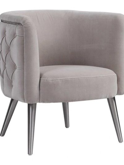 Bailey Street Home Accent Chair, 31 inch, Champagne Velvet, Antique Nickel/Brushed Nickel Finish - 208-Bel-3086994