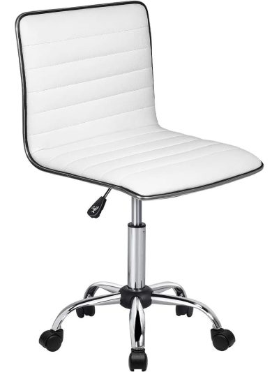 Adjustable Mid-Back Armless Swivel Office Chair With PU Leather - 265 lbs.