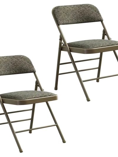 Amazingforless 2-Pack Folding Chairs With Metal Frame, Backrest And Padded Seats - Grey