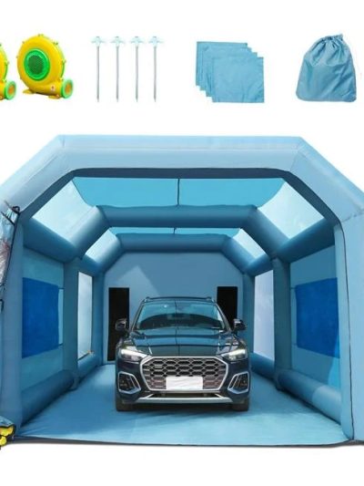 23 x 13 x 8.5 ft. Inflatable Paint Booth Tent With Air Filter System, Blue - 480W & 750W Blowers