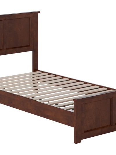 AFI Twin Solid Wood Low Profile Platform Bed With Matching Footboard, Walnut - Charlotte