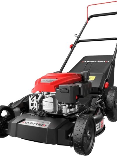AMERISUN 21 Inch Steel Deck Gas Push Lawn Mower, 144cc 4-Stroke Engine, 3-in-1 - 144cc 3in1 Push