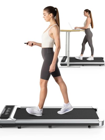 Bigzzia Walking Pad Treadmill, 2.5HP Brushless Motor, Silver