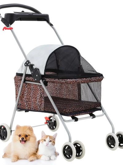 BestPet Posh Pet Stroller, Leopard Skin
