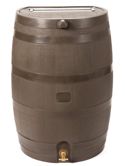 50 Gallon Rain Barrel With Brass Spigot And Flat-Back Design
