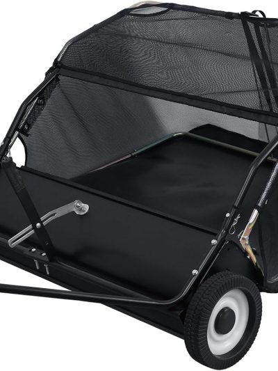 44-Inch Tow-Behind Lawn Sweeper With 25 Cubic Feet Hopper - Black