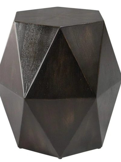 Bailey Street Home Geometric Accent Table, 18 inches Tall x 18 inches Wide, Worn Black/Natural Distress Finish - 208-Bel-4944454