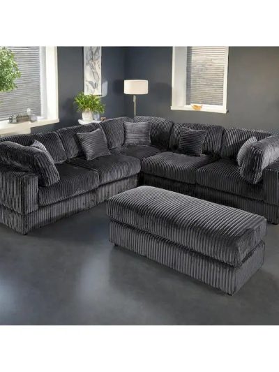6-Piece Corduroy Upholstered L-Shaped Modular Sectional Sofa