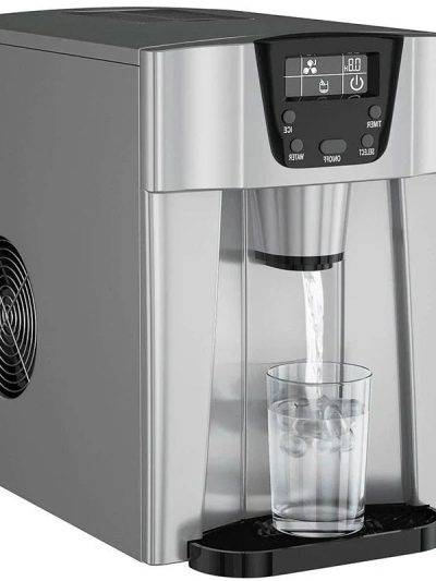 2-in-1 Countertop Ice Maker Water Dispenser, 36 lbs/24H, Black