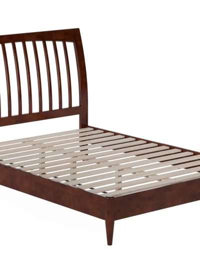 AFI Full Solid Wood Low Profile Sleigh Platform Bed, Walnut - Orleans