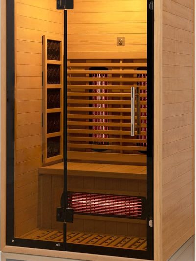 2-Person Red Light Far Infrared Indoor Sauna, 1750W/110V, Canadian Hemlock, 41.33in x 47.24in x 74.80in