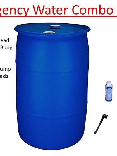 55 Gallon Emergency Water Storage HDPE Barrel Combo Pack - 23 x 23 x 34 in