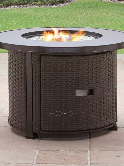 Better Homes & Gardens Propane Gas Fire Pit Table, 37 in Round, 50,000 BTU, Glass Beads, Metal Lid And Protective Cover - Colebrooke