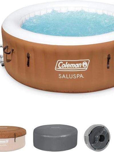 2-4 Person Inflatable Hot Tub With 120 Air Jets And Insulated Cover