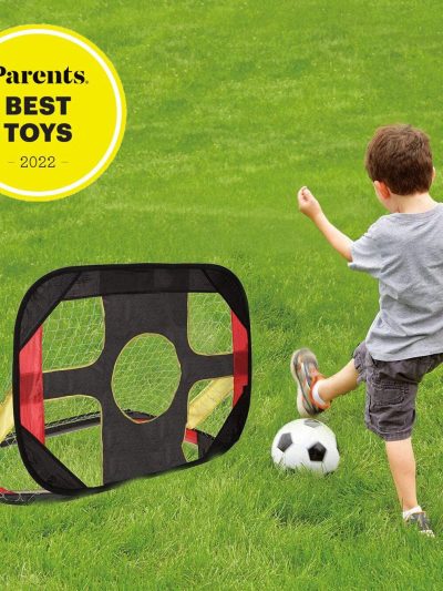 2-In-1 Kids Pop-Up Football Soccer Goal Net, 40in x 28in x 28in, Black - With Portable Bag
