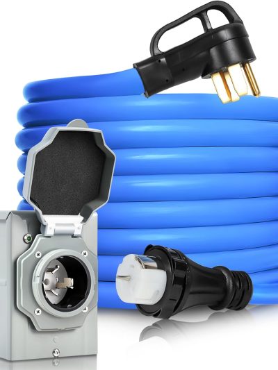 50 Amp Generator Cord And Pre-Drilled Power Inlet Box, 50FT, 125/250V - PB50