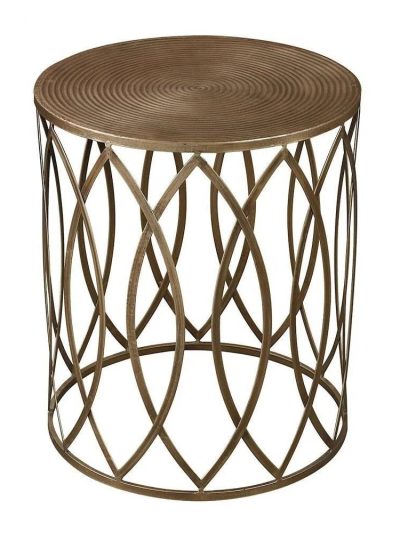 Bailey Street Home Metal Round Side Table, Champagne Antique And Gold, 17 Inches W X 20 Inches H