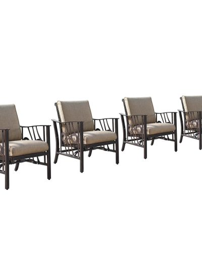 Aluminum Deep Seating Rocking Club Chairs, Antique Copper - Set Of 4