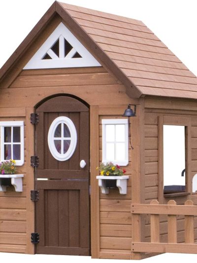 Backyard Discovery Cedar Wooden Kids Playhouse With Play Kitchen, Snack Bar And Picnic Bench - Aspen