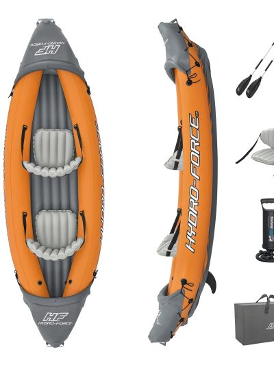 Bestway Inflatable Kayak Set With 2 Seats, Orange And Black - Hydro Force Lite Rapid X2